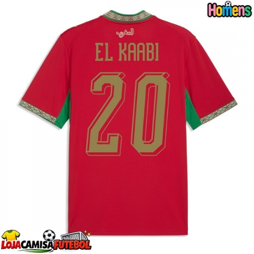 Camisa de Futebol Marrocos Ayoub El Kaabi #20 Equipamento Principal Mundo 2026 Manga Curta